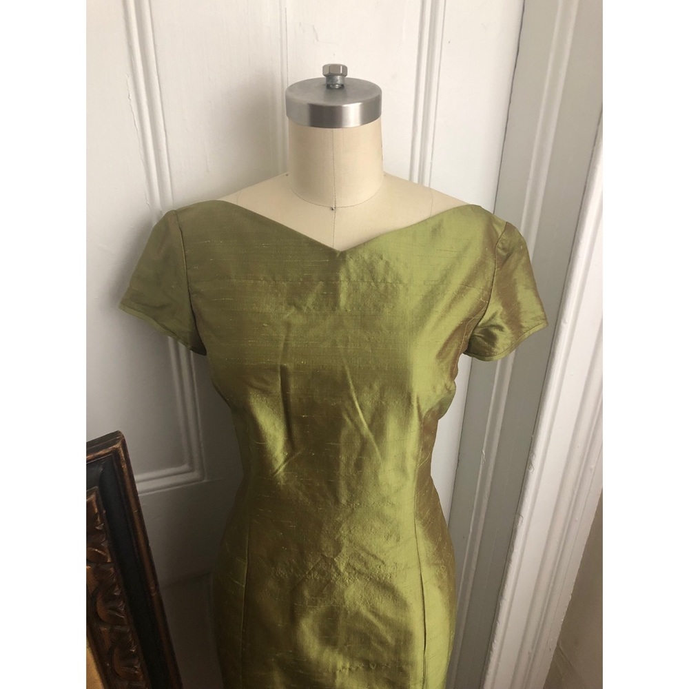 Tahari-Raw Silk-Iridescent-1940s-Evening Dress - Picture 4 of 7